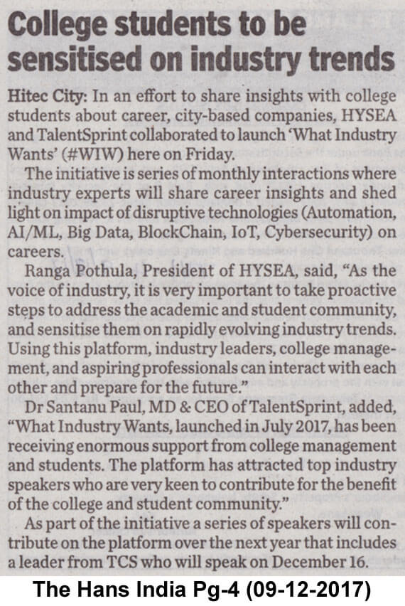 HYSEA and TalentSprint partner