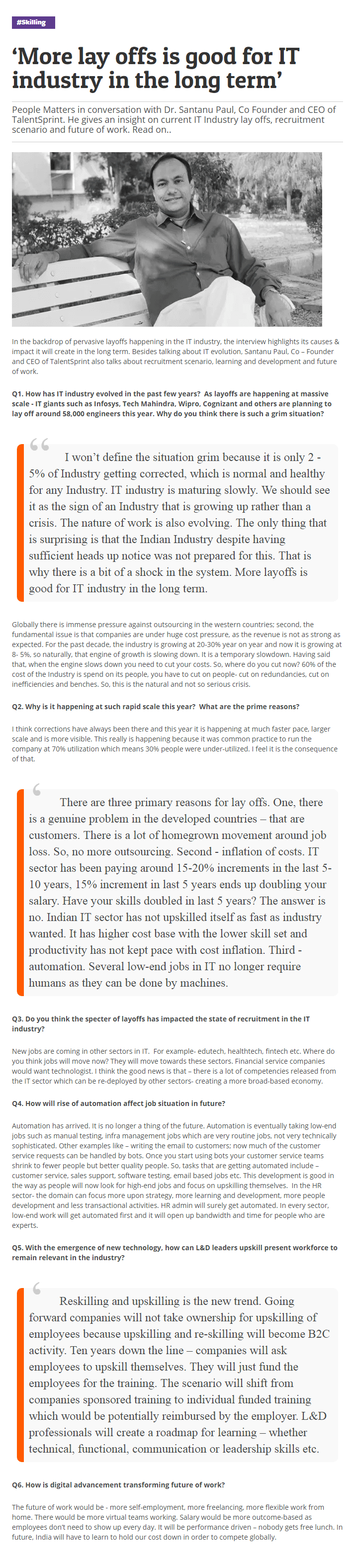 More lay offs is good for IT industry in the long term